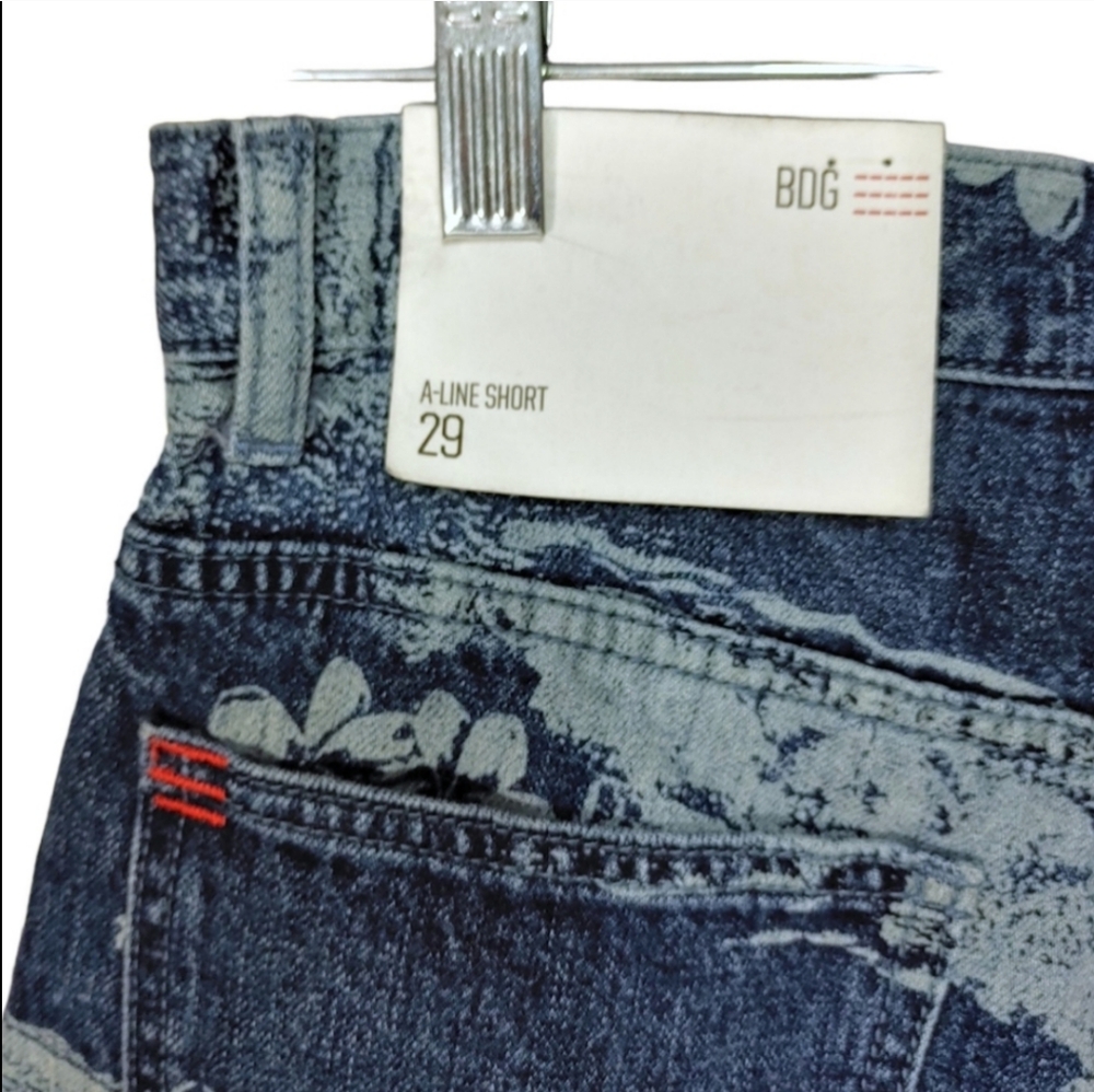 BDG A-Line High Waist Surfer Blue Floral Print Denim Shorts Women's Size 29 - Picture 9 of 12